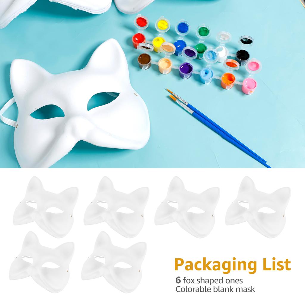 6/32 szt. Zestaw Masek DIY na Imprezę Tematyczną Kreatywne Maski Zwierzęce Puste Zestaw Masek Łatwe w Użyciu Zestaw Masek do Kolorowania Papierowe Z Gładką