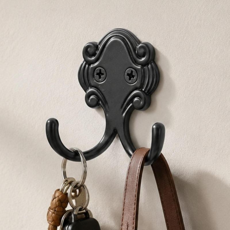 Antique Zinc Alloy Hooks with Screws Wall Mounted Double Head Hook Hanging Clothes Towel Bags Hook Kitchen Bathroom Storage Rack