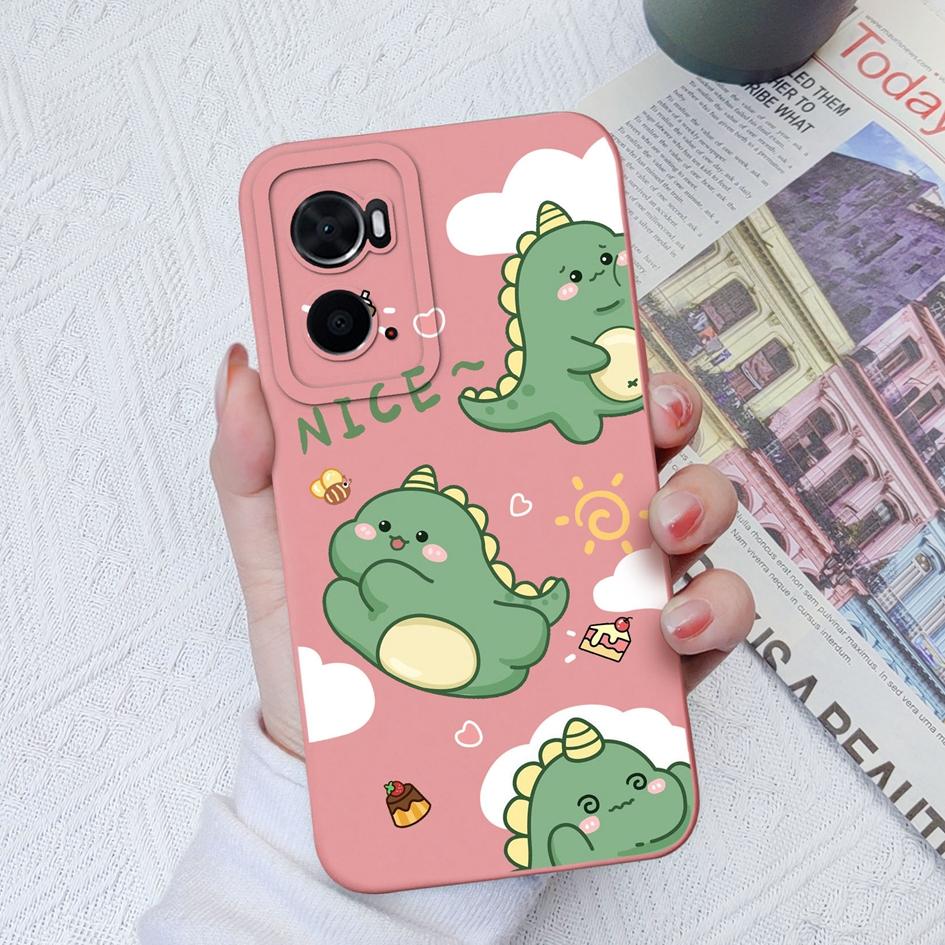 Case For OPPO A72 A78 A94 A91 A76 A73 A93 A8 AX7 Back Cover Cute Dinosaur Housing Shockproof Matte Soft Silicone Screen Protector Capa For OPPO Bumper