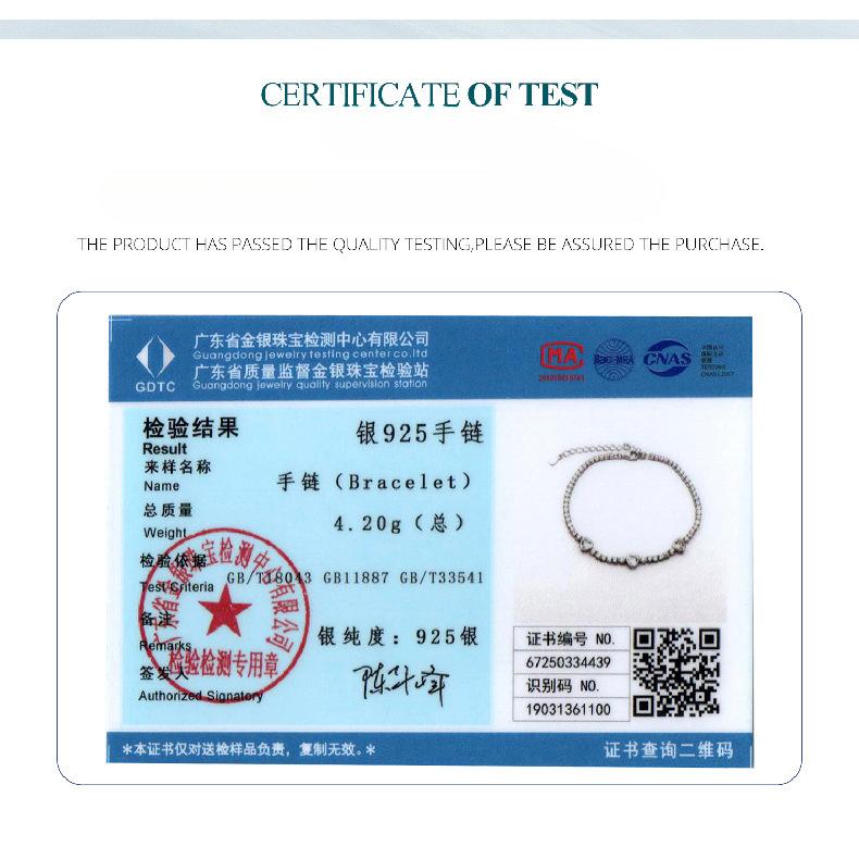 S925 Sterling Silver Love Shining Zircon Bracelet Simple Urban Light Luxury Silver Bracelet Early Spring Accessories