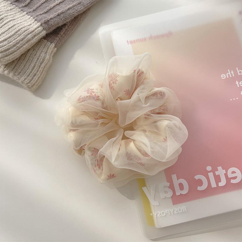 

New Sweet Organza Hair Scrunchies Girls Sweet Ponytail Holder Elastic Hair Rope Korean Hair Hair Bands Ponytail Hair Accessories бежевий