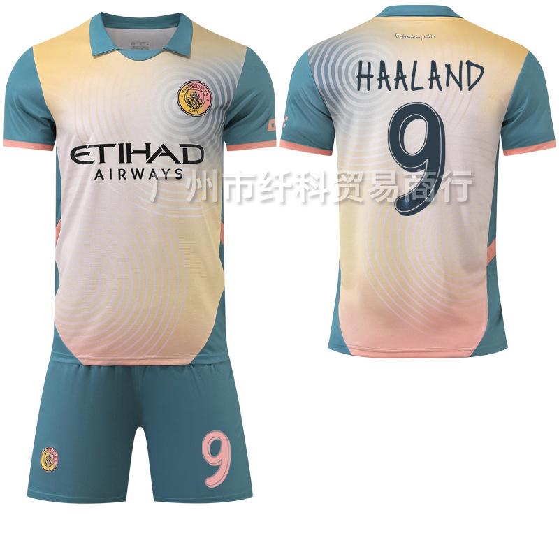 

2425 Manchester City three away commemorative jersey band design absolute version Champions League font No. 9 Harland Foden #16