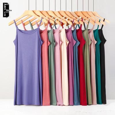 Übergröße Ärmelloses Modal Midi Kleid - Einfarbiges Freizeit-Camisole