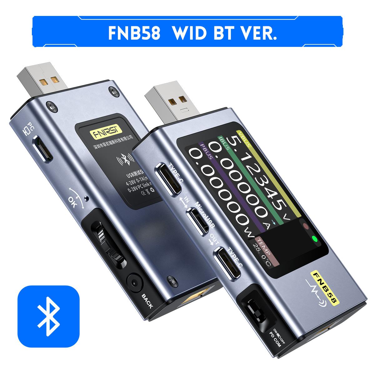 

FNIRSI-FNB58 Цифровий вольтметр Амперметр USB-тестер TYPE-C Швидке виявлення заряду Тригер Вимірювання ємності Вимірювання пульсацій IOS system is not support синій