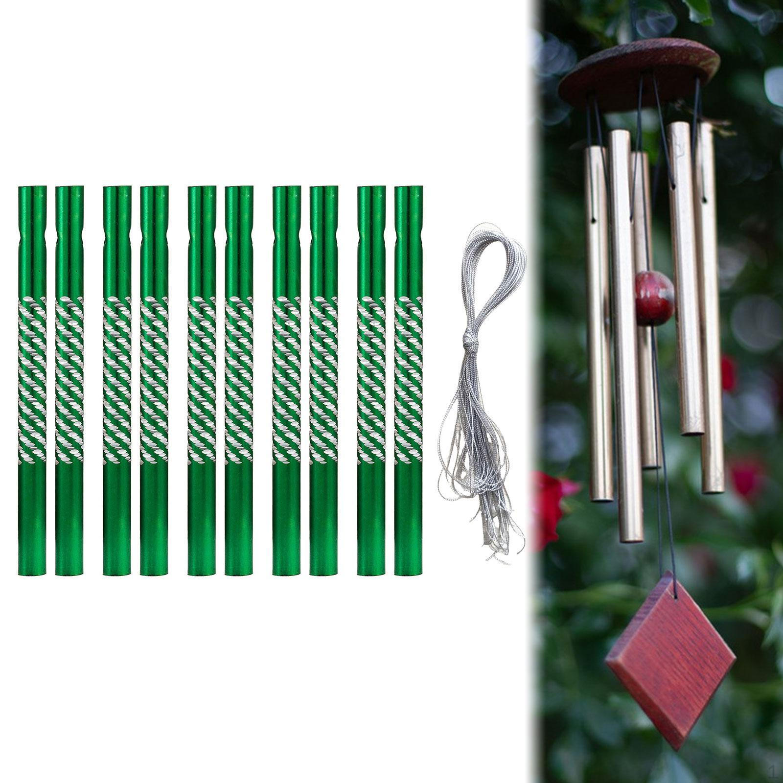 

10 шт. алюминиевых трубок для колокольчиков, набор пустых сменных колокольчиков для подвешивания на открытом воздухе на террасе зелёный