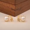 Elegant French Pearl Star Stud Earrings: Versatile, High-End, Stylish, and Unique for Women