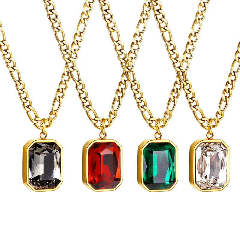 Ins Titanium Steel Colored Diamond Necklace Light Luxury Personality Collarbone Chain Qixi Festival Gift