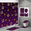 4PCS Shower Curtain Sets With Shower Curtain And Rugs Toilet Lid Rug U Shape Mat And Bath Mat Bathroom Set With 12 Hooks