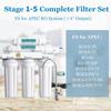 1-5 Stage 50 GPD RO Water Filter Set Replacement Fit for APEC Reverse Osmosis System (1/4" Output)