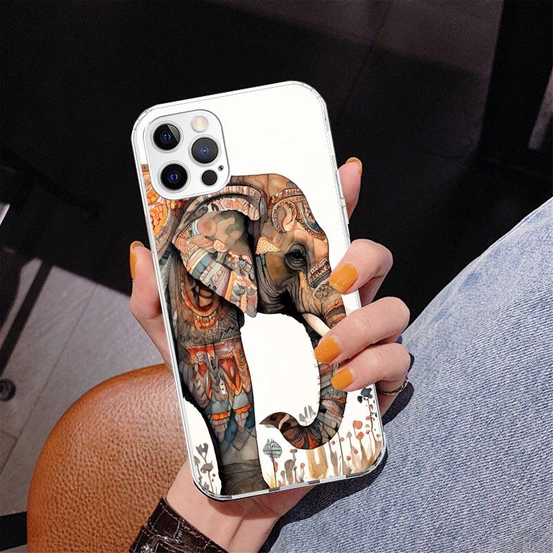 

Elephant Mandala Aztec Phnoe Case for Iphone 17 Air 16 16E 11 12 13 Mini 14 Plus 15 Pro Max 7 8 + SE 2020 Phone Cover Coque iPhone 16 Pro