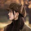 Hats for Women In Autumn and Winter British Retro Windproof Warm Beret Outdoor Casual Painter Hat Big Head Circumference Octagonal Hat New
