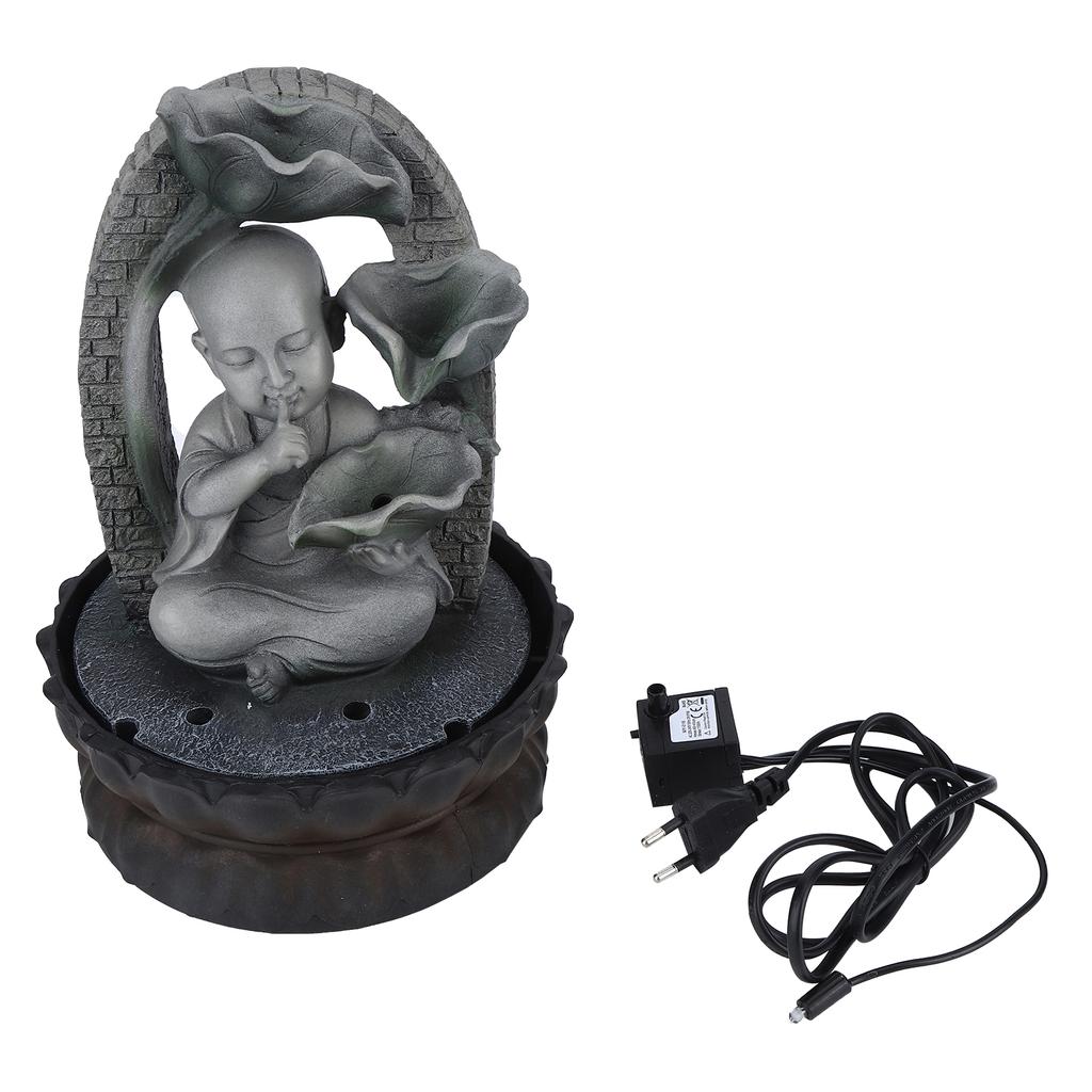 LED Resin Buddha Tabletop Waterfall Fountain Relaxing Indoor Decoration for Home OfficeUS Plug 110V