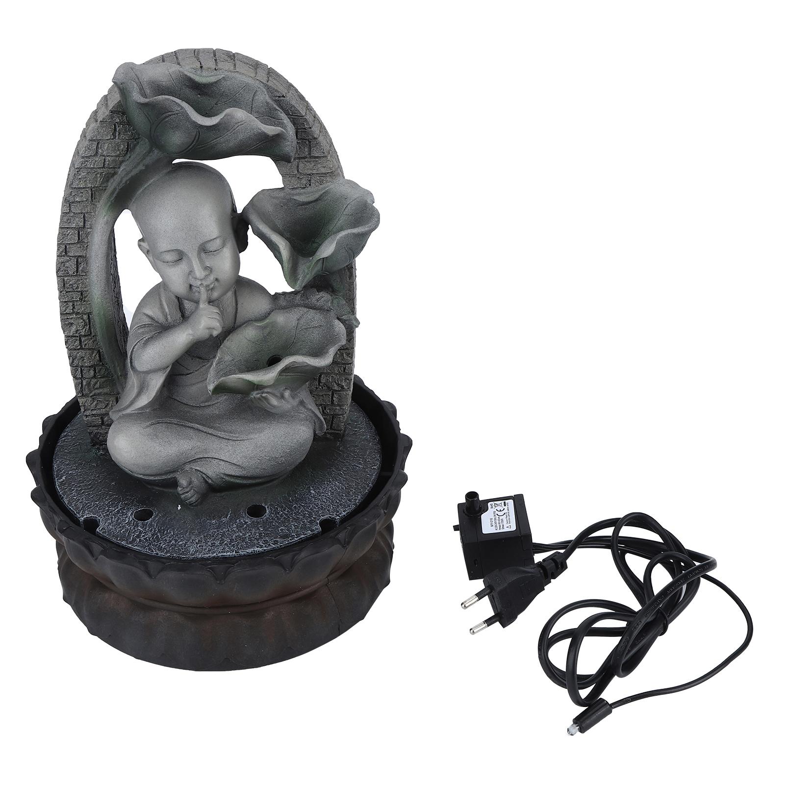 

Светодиодный смоляной Будда, настольный водопад, фонтан, расслабляющее внутреннее украшение для домашнего офиса, вилка США 110 В