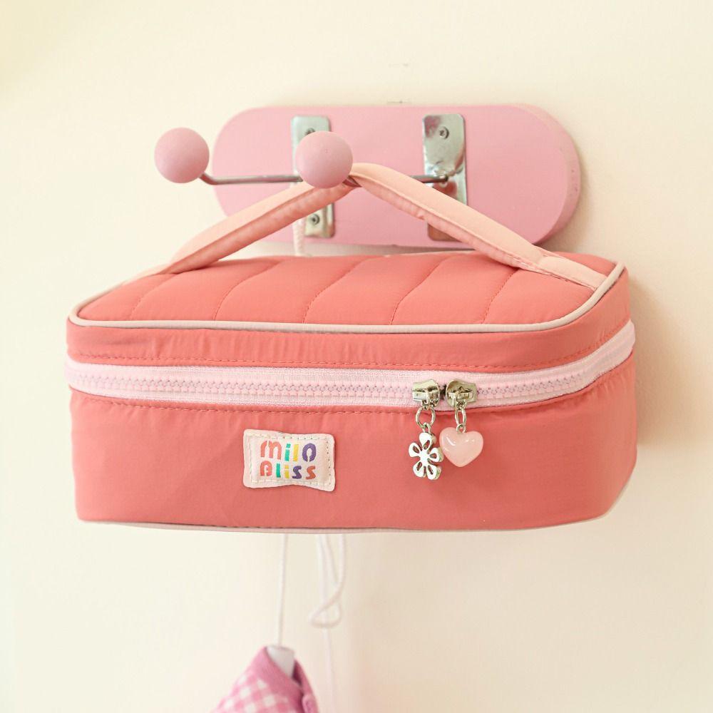 Solid Color Fresh Makeup Bags Handbag Toiletries Bag Sweet Contrast Color Cosmetic Bag  Girls