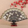 1Pc Chinese Ancient Style Flower Women Folding Fan with Tassel Fringe Hanfu Cheongsam Dance Fan Photo Props Summer Handheld Fan