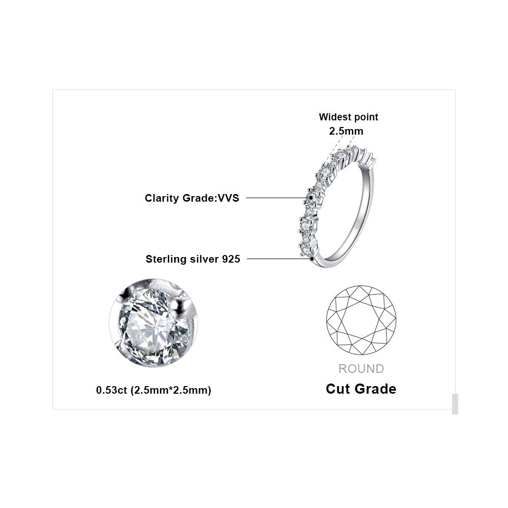 JewelryPalace 5A CZ Half Eternity Classic Design 925 Silver Wedding Engagement Band Ring for Woman Fashion Fine Jewelry
