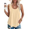 2026 Sleeveless Hollow Out Lace Tank Tops New Fashion Round Neck T-shirt Loose Sleeveless Top Elegant Solid Color Loose Sweet Simple Casual Blouse