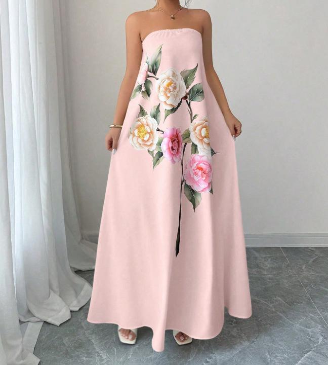 2026 Summer Floral Printed One-Shoulder Dress - European & American Fashion
