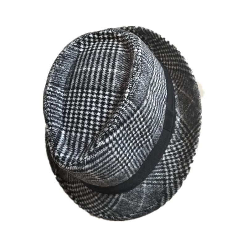 Men's Korean Style Black Wool Fedora - British Jazz Hat for Spring & Autumn