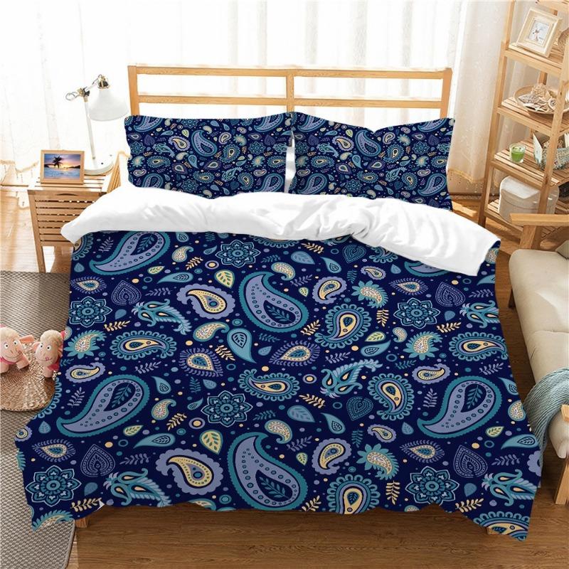 Microfiber Fabric Boho Bedding Sets, Boho Duvet Cover Set, Queen Size, 3D Print, Datura Mandala Flower, 220x240, Comforter