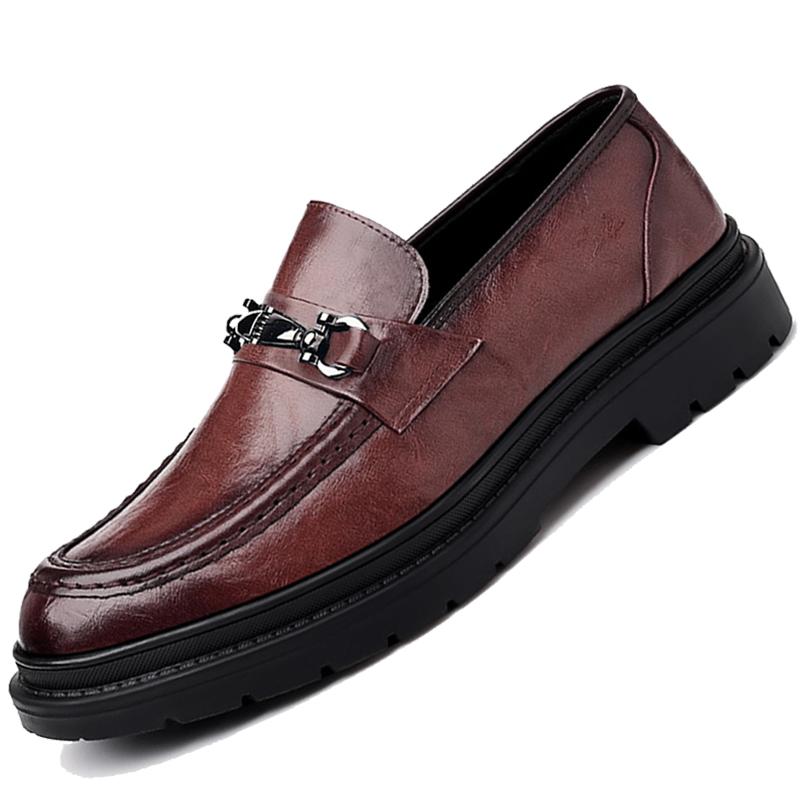 Four Seasons Men's Leather Shoes Classic Gentleman Style Daily office Outdoor leisure party business walking thick soled loafer