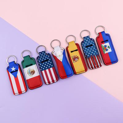 Flaggenmuster Neopren Lippenstifthülle Schlüsselanhänger - Kreativ & Niedlich