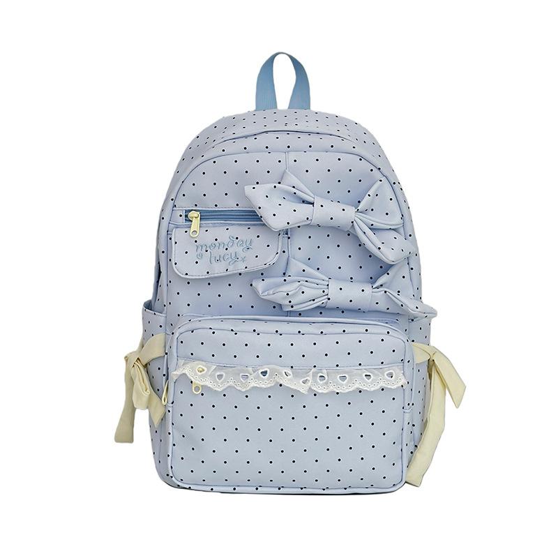 Schoolbag New Japanese Ins Schoolbag Cute Girl Bow Middle School Student College Style Backpack Light and Sweet Backpack