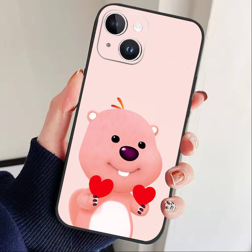 Süße Cartoon L-loopy Handyhülle Für iPhone 16,15,14,13,12,17,Pro Max,Plus Silikon Schwarze Hülle