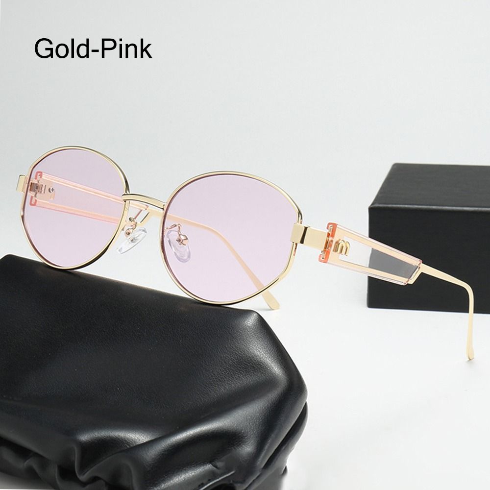 UV Protection Metal Frame Sunglasses Round Street Shooting Sun Glasses  Beach/Travel/Streetwear