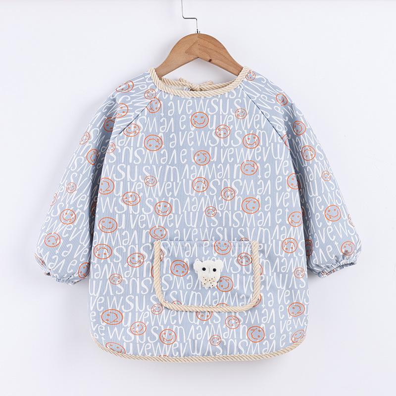 Reversible Thickened Baby Warm Smock for Autumn and Winter - Long Sleeve Anti-dirty Apron for Kids