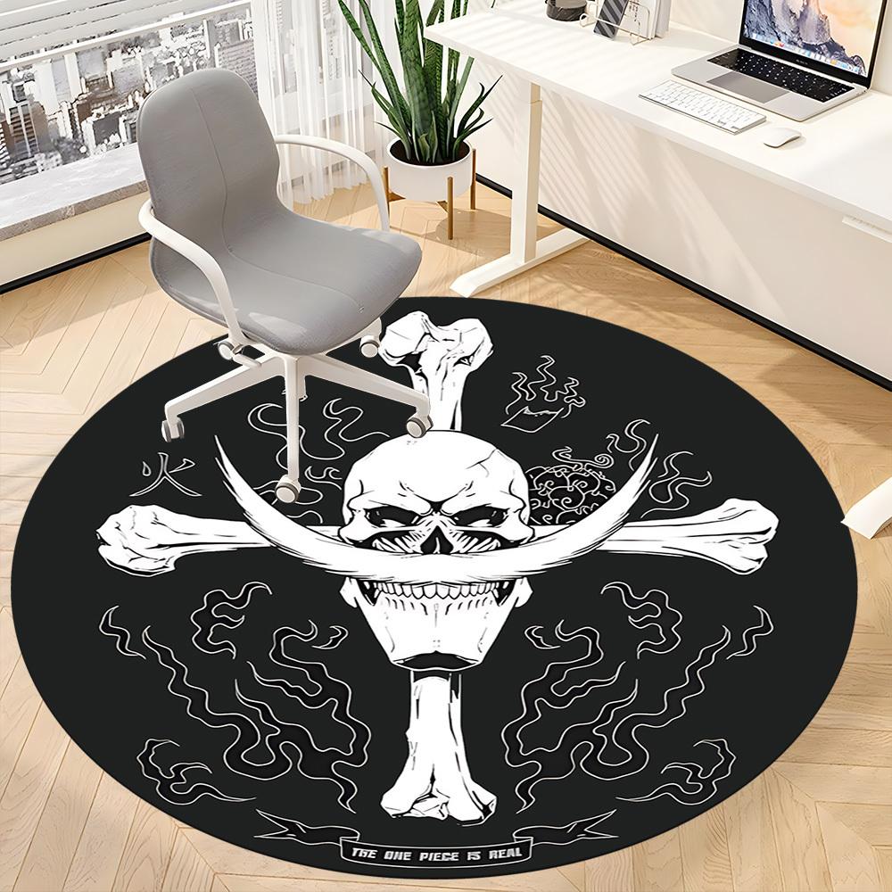 1pc One Piece Skull Office Round Area Rug, Indoor Mat Suitable For Office, Under Office Chairs Bedroom Living Room Home Decor  a0908141