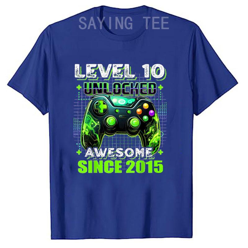10. Geburtstag Gamer 10-jähriger Lustiger Bday Junge Sohn T-Shirt Level 10 Freigeschaltet Fantastisch Seit 2015 Videospiel-Controller Spruch T-Shirt