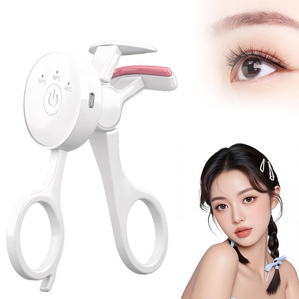 Hot Clamp Eyelash Curler with Three Temperature USB Clamp for Face Automatic Silicone Curler Settings, Rechargeable, Type, Eyelashes, Care, Power-Off,