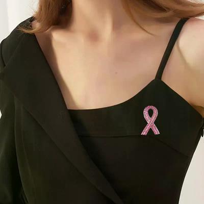 1 Stück Damen Brustkrebs-Aufmerksamkeits-Anstecknadeln, Rosa Band-Design, Metall-Abzeichen-Pins mit Strasssteinen für Spendenveranstaltungen