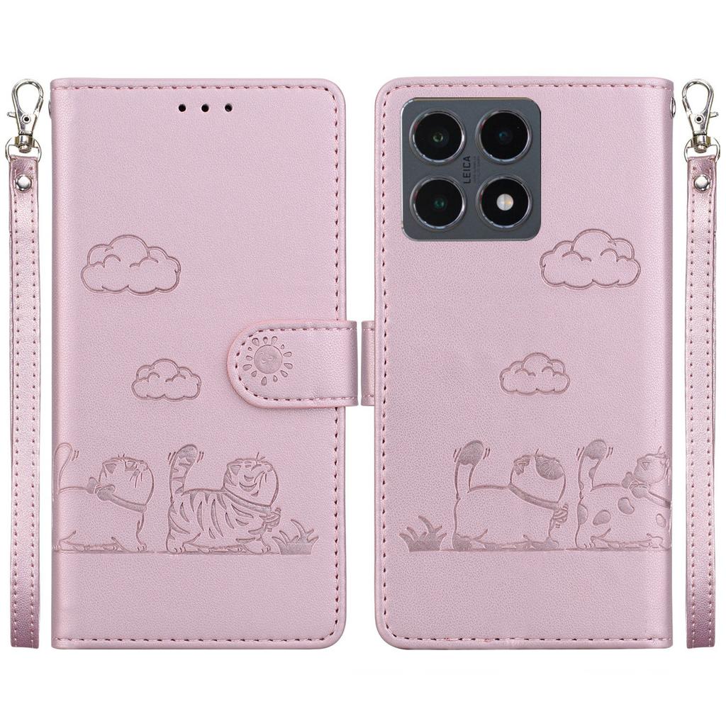 For Xiaomi 15T Case RFID Blocking Kitten Pattern TPU+PU Leather Phone Cover with Wrist Strap