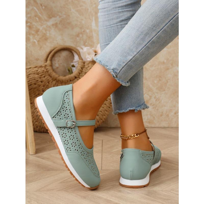 Women's Openwork Sneakers 2025 Summer Oversized Casual Flats Round-Toe Perforated Shoes