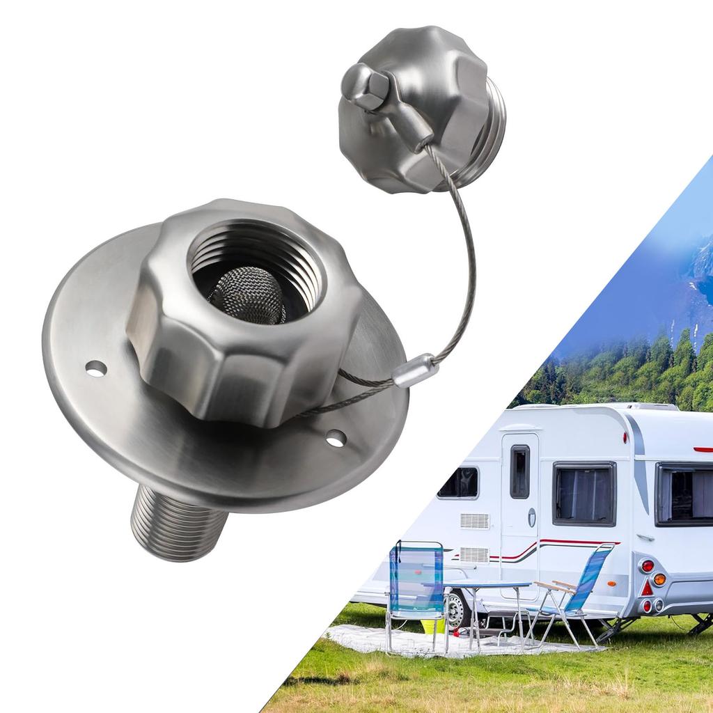 RV City Water Inlet 3/4in GHT Female 1/2in NPT Male 3in Flange RV Water Connection with Check Valve