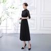 Black Aodai national style new Chinese long-sleeved cheongsam improved young women's high-end retro dress spring and summer