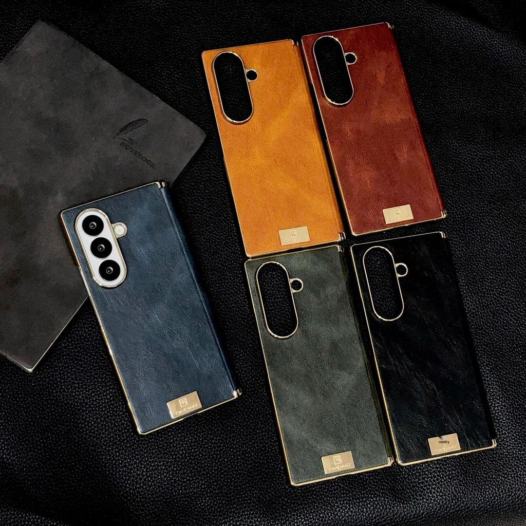 Samsung Z Fold7/6/5 Leather Drop-proof Protective Phone Case with Foldable Screen Hinge.