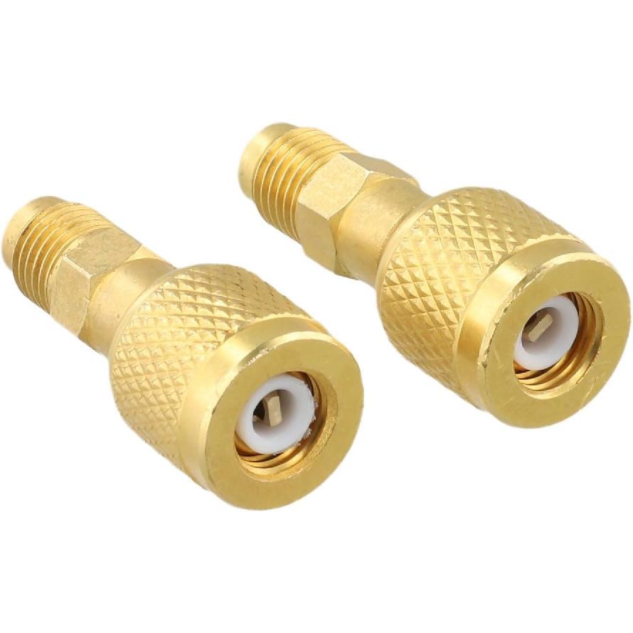 2 Pcs R32 R454B Adapter Fittings HVAC Quick Connect Adapter, 1/4" Female To 1/4" Male Reverse Thread For Leak-Free Secure Connection In Automotive