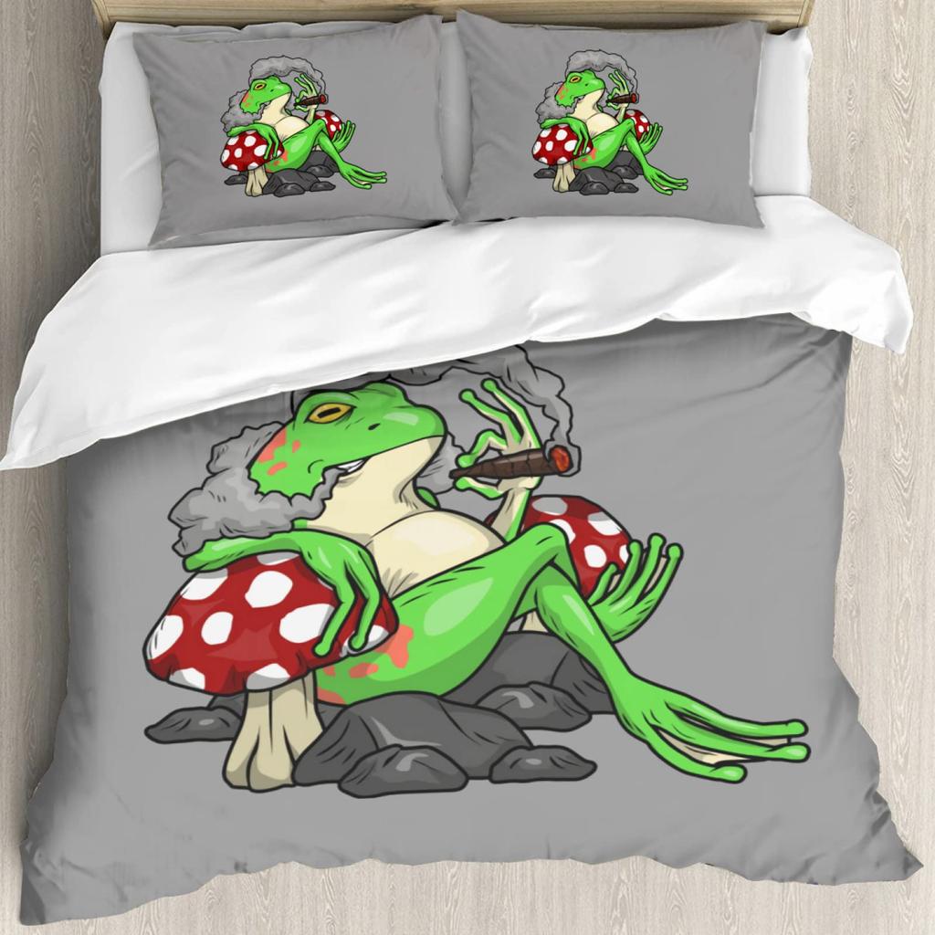 Frog Duvet Cover Cartoon Frog Bedding Set Full Size Cover Set for Women Teens Boys Kids Girls Gift Bedroom Decoration Queen Size