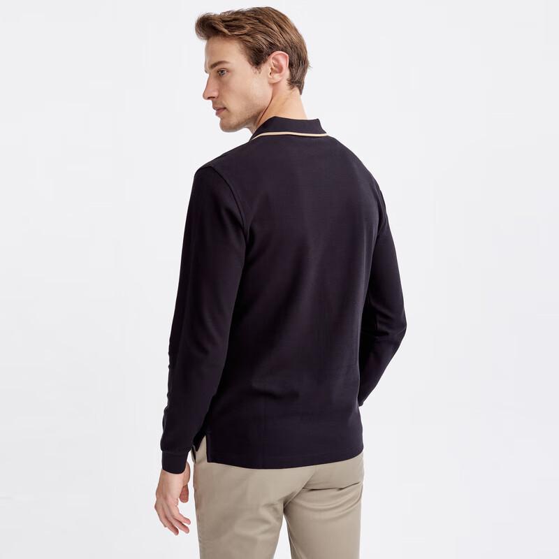 Septwolves Men's Striped Long Sleeve Polo Shirt