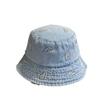Spring and summer new embroidered denim fisherman hat for women, washed vintage style2026Versatile outdoor sun protection bucket hat trendy