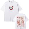 Anime Demon Slayer Rengoku Kyoujurou Double Sided Print T-shirt Summer Men Women Casual Oversized Tshirt Male Vintage T Shirts