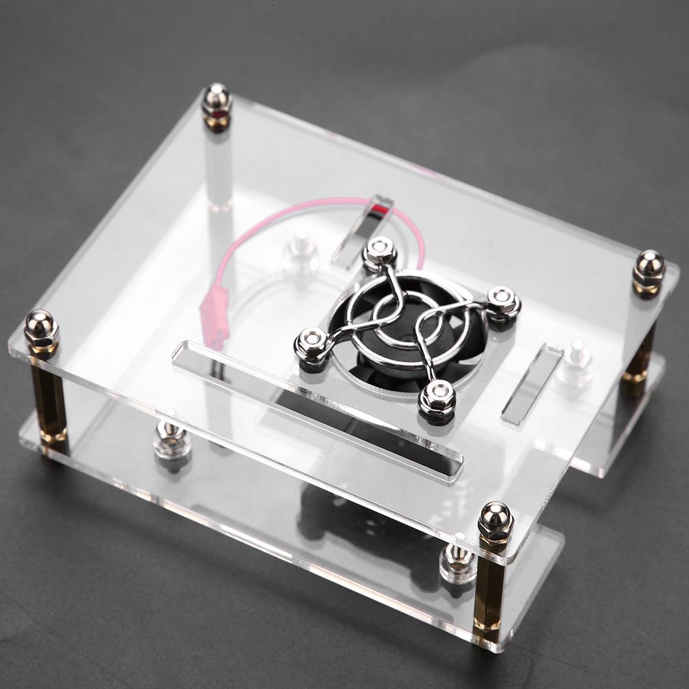 Acrylic PMMA Enclosure Box Protective Case Cooling Fan for Raspberry Pi 2 3 Model B and Pi B