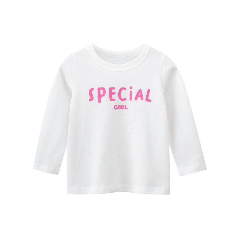 27Home Korean Style Kidsren's Bottoming Shirt 2026 Spring New Style Girls Baby Round Neck Lettered Pure Cotton Long-Sleeved T-Shirt