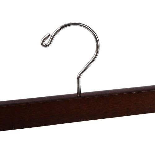 Amber Home Wooden Pants and Skirt Hangers, Set of 10, for Pants and Slacks, Shape-Retaining, Non-Slip, Adjustable, Strong Clips, Wrinkle-Resistant, Ro