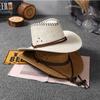 Fashion Plaid Straw Hat Wide Brim Western Cowboy Hat Fashion Panama Hat for Men and Women