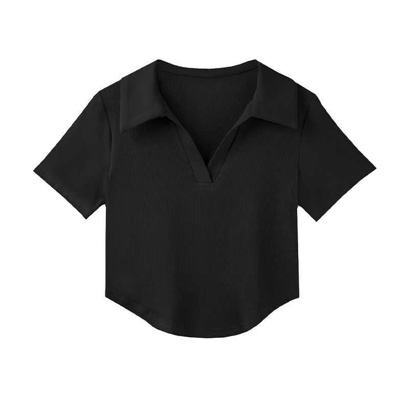 

GMXIA Летняя белая короткая футболка с коротким рукавом и воротником-поло. Женская футболка с короткими рукавами. Дизайн, который позволит вам выглядеть стройнее с верхней базой. XL