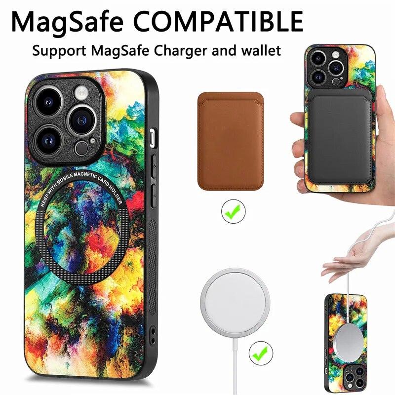 Bunte kabellose Lade-Handyhülle für iPhone 15 Pro Max 14 Plus 13 12 11 SE X für Samsung Galaxy S24 Ultra S23 S21 FE A35 A15 A54 A34 A53 Cover